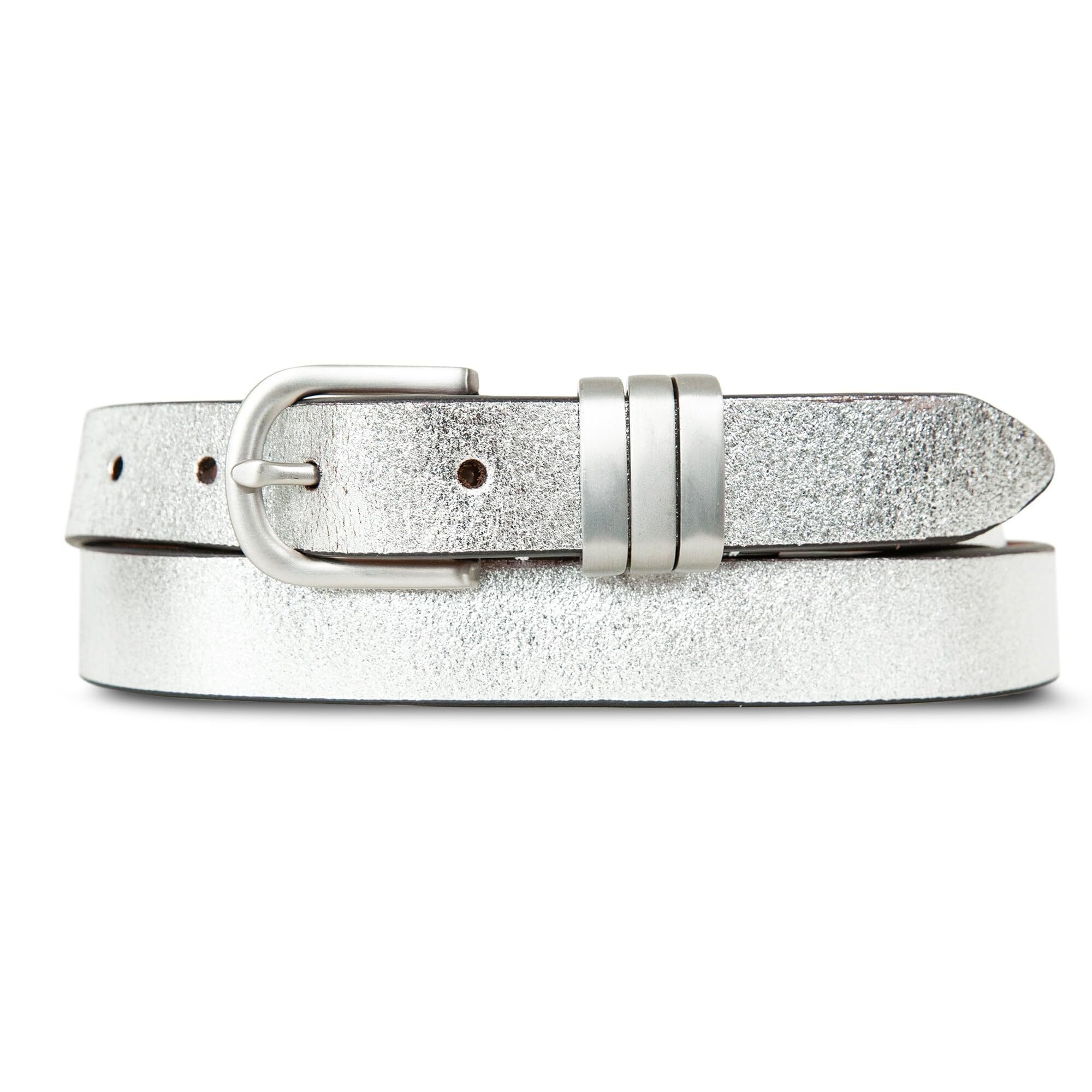 5379 Womens Metallic Triple Keeper Belt Silver Medium
